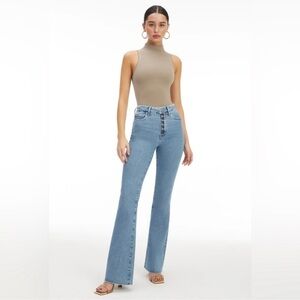 Good American Good Legs Flare Exposed Button Fly Jeans